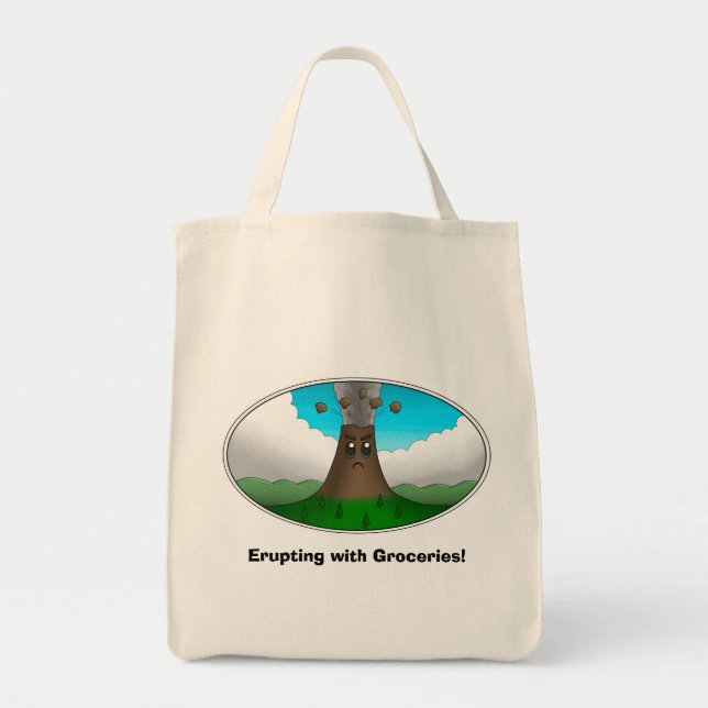 Angry Volcano- Erupting with Groceries! Tote Bag (Front)