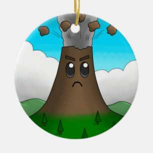 Angry Volcano (Two-Sided) Ceramic Tree Decoration