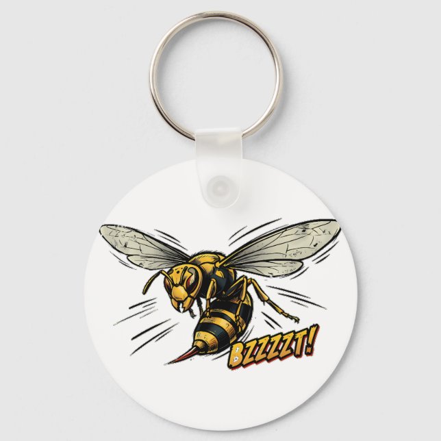 Angry Wasp BZZZT Comic Book Art Key Ring (Front)