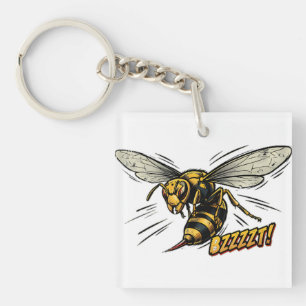 Angry Wasp BZZZT Comic Book Art Key Ring