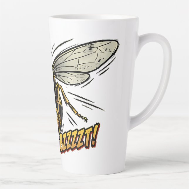 Angry Wasp BZZZT Comic Book Art Latte Mug (Right)