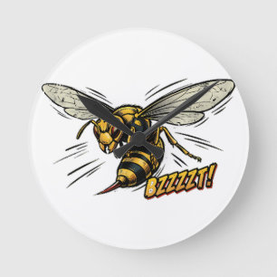 Angry Wasp BZZZT Comic Book Art Round Clock