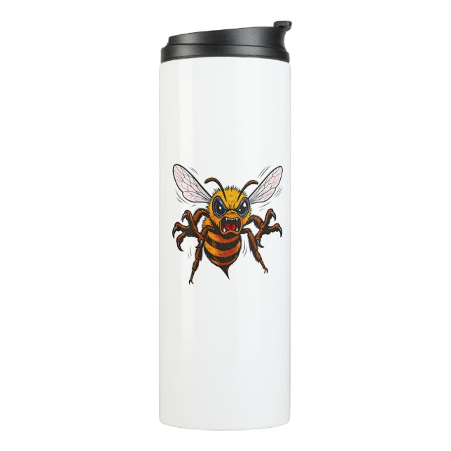 Angry Wasp Cartoon Insect Graphic Art Thermal Tumbler (Rotated Left)