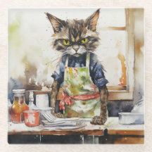 ANGRY WATERCOLOR CATS IN THE KITCHEN