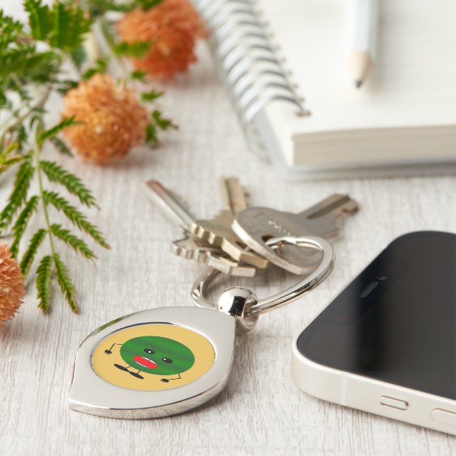 Angry Watermelon by Kenneth Yoncich Key Ring (Side)