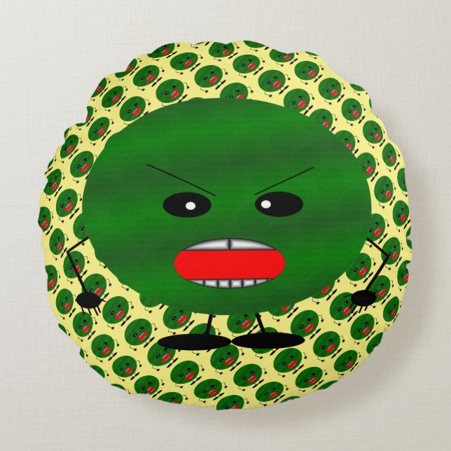 Angry Watermelon by Kenneth Yoncich Round Cushion (Front)