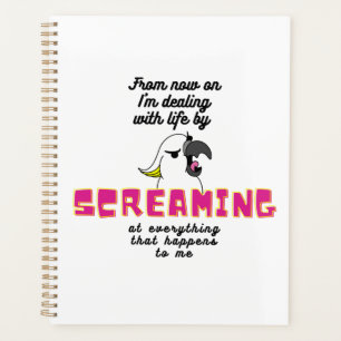 Angry White Parrot With Funny Text Planner