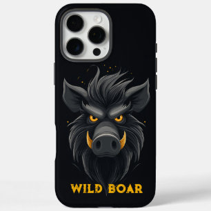 Angry Wild Boar Black iPhone 16 Pro Max Case