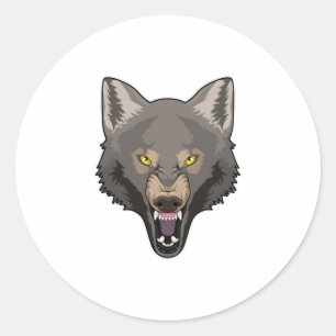 Angry Wolf Classic Round Sticker
