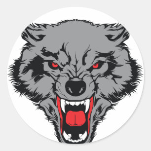 Angry Wolf Classic Round Sticker