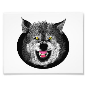 Angry Wolf Face illustration Photo Print