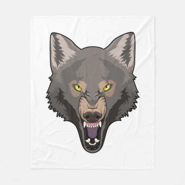 Angry Wolf Fleece Blanket (Front)