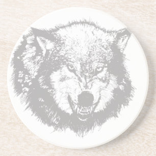 Angry Wolf in Grey Coaster