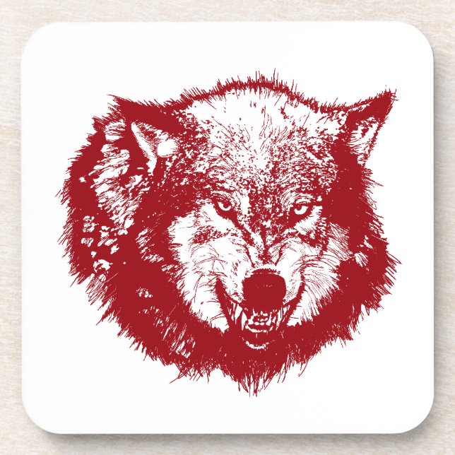 Angry Wolf in Red Coaster (Front)