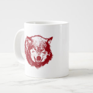 Angry Wolf in Red Large Coffee Mug