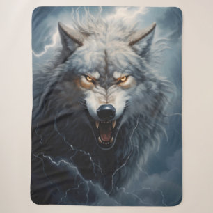 Angry Wolf  Sherpa Blanket