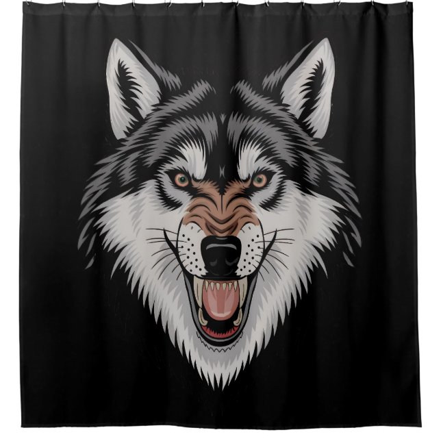 Angry wolf shower curtain (Front)