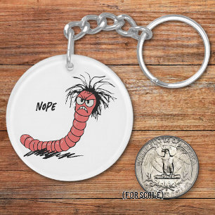 Angry Worm Drawing Sarcastic Phrase Bag Charm Key Ring