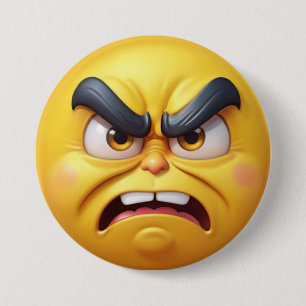 Angry Yellow 3D Effect Emoji 7.5 Cm Round Badge