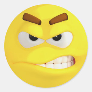 Angry Yellow Emoji Classic Round Sticker