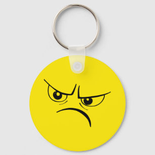 Angry Yellow Face Key Ring