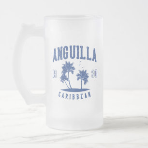 Anguilla Caribbean Palm Tree 1980 Frosted Glass Beer Mug