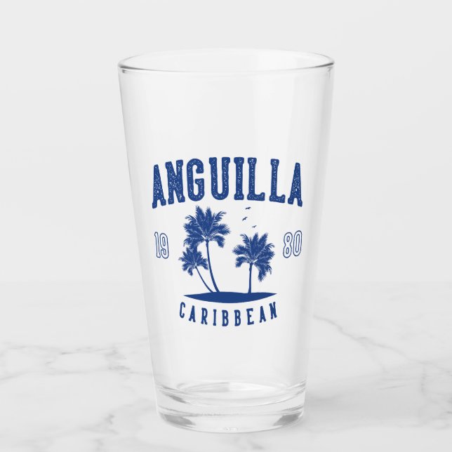 Anguilla Caribbean Palm Tree 1980 Glass (Front)