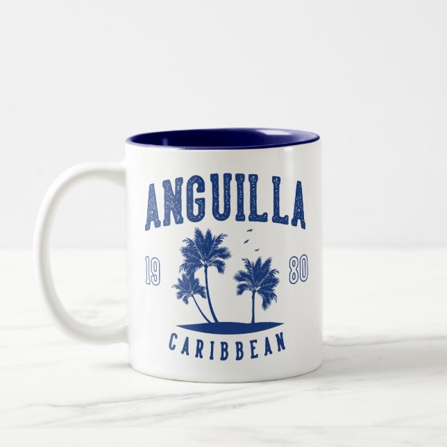 Anguilla Caribbean Palm Tree 1980 Two-Tone Coffee Mug (Left)