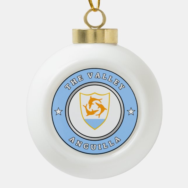 Anguilla Coat Of Arms Ceramic Ball Christmas Ornament (Front)