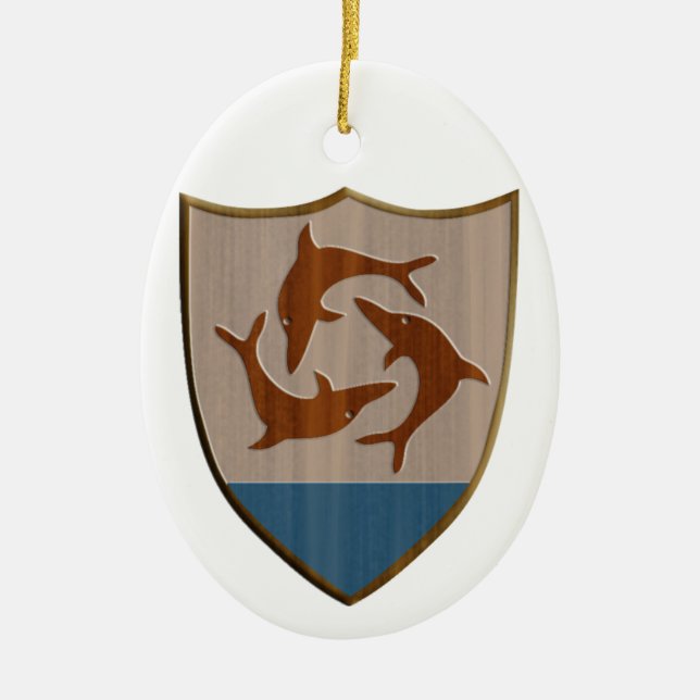 Anguilla Crest Ceramic Tree Decoration (Front)