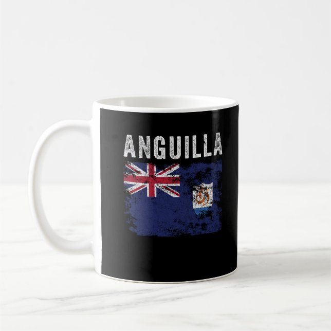 Anguilla Flag distressed Anguillan Flag Coffee Mug (Left)