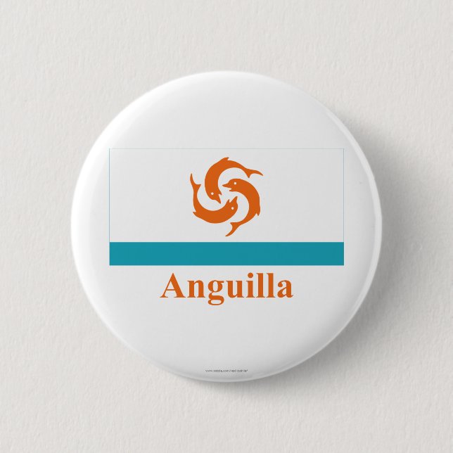Anguilla Local Flag with Name 6 Cm Round Badge (Front)