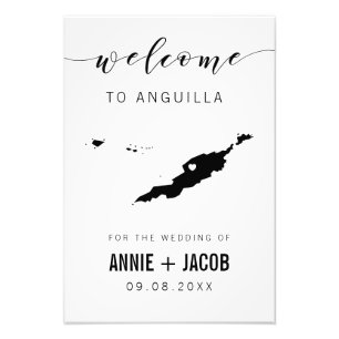 Anguilla Map Wedding Welcome Sign,  Photo Print