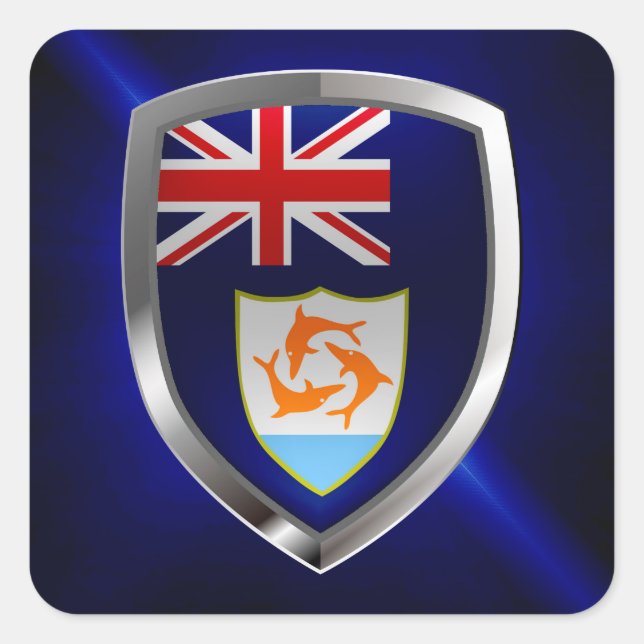 Anguilla Mettalic Emblem Square Sticker (Front)