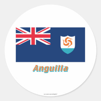 Anguilla Official Flag with Name Classic Round Sticker