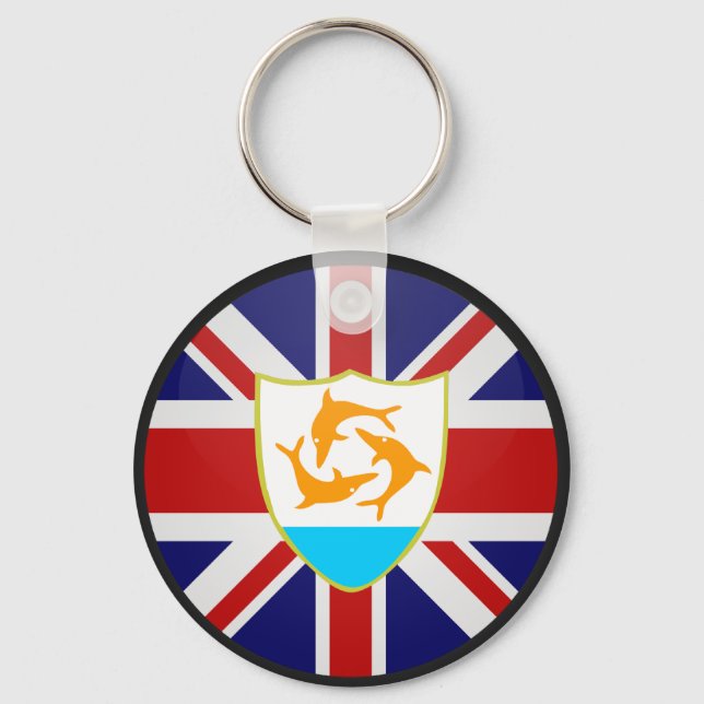Anguilla quality Flag Circle Key Ring (Front)