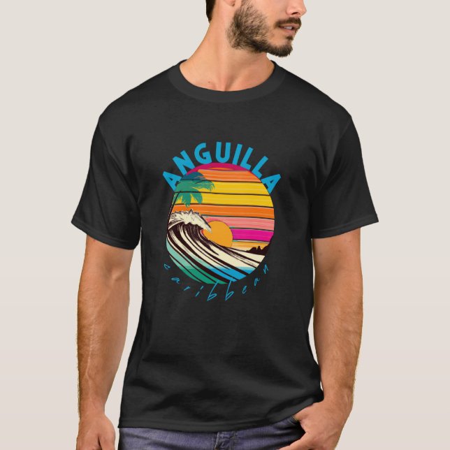 Anguilla Retro 1980s Style Beach T-Shirt (Front)
