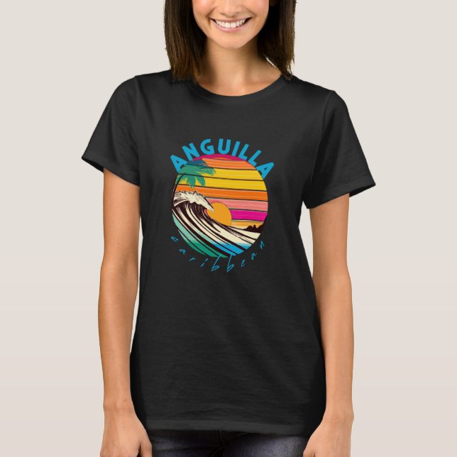 Anguilla Retro 1980s Style Beach T-Shirt (Front)