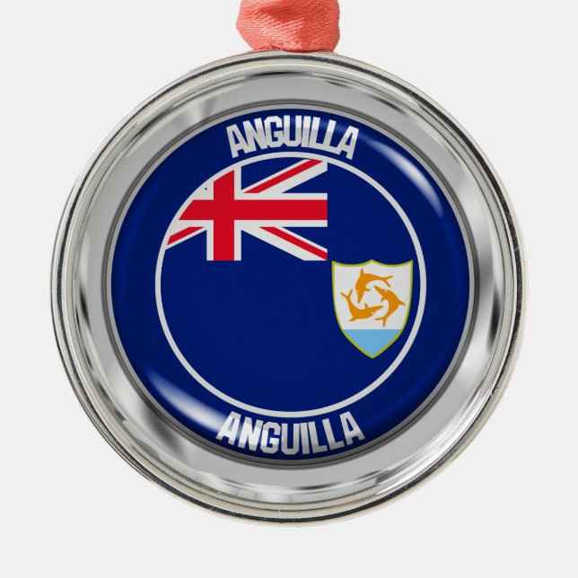 Anguilla Round Emblem Metal Tree Decoration (Front)