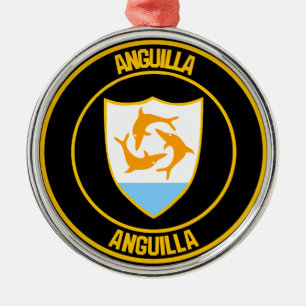 Anguilla Round Emblem Metal Tree Decoration