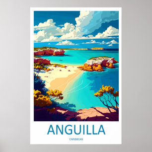 Anguilla Travel Ski Poster Park Vintage National