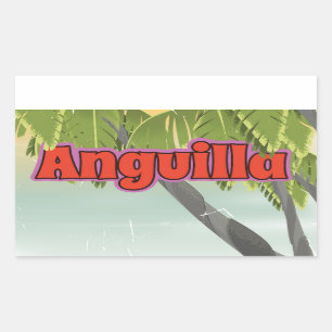 Anguilla vintage travel poster. rectangular sticker