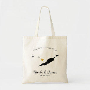 Anguilla Wedding Welcome Bag, Black & Gold Tote Bag