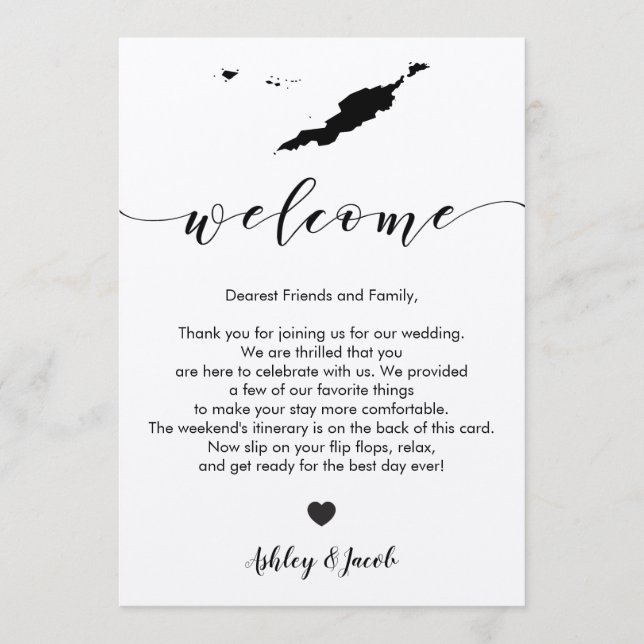 Anguilla Wedding Welcome Letter & Itinerary Card (Front)
