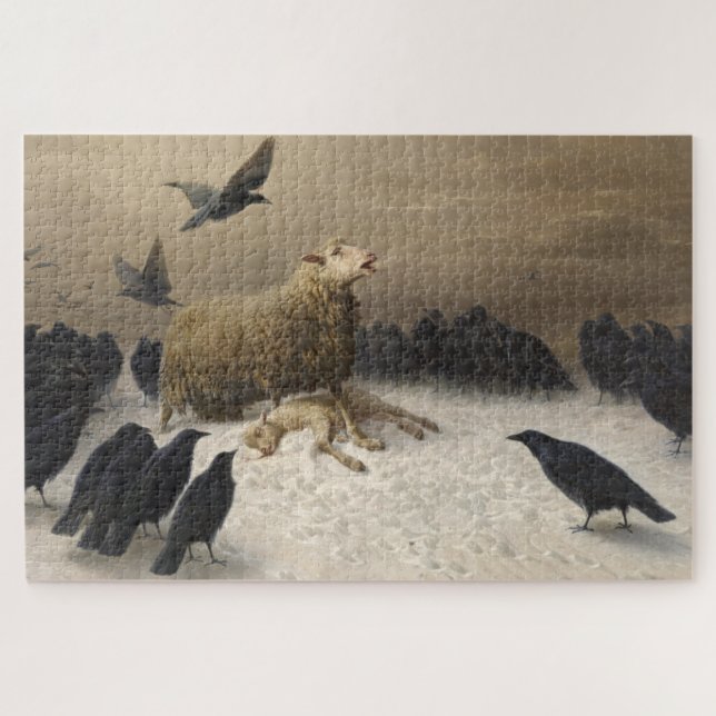 Anguish: Sheep with a Dead Lamb Jigsaw Puzzle (Horizontal)