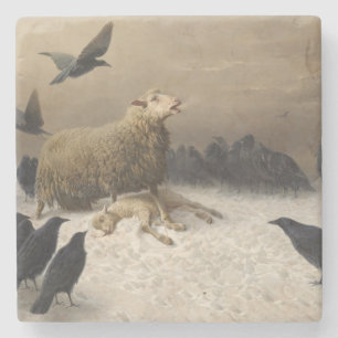 Anguish: Sheep with a Dead Lamb Stone Coaster