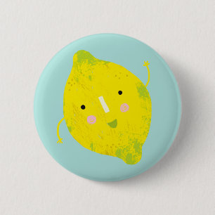 angular lemon 6 cm round badge
