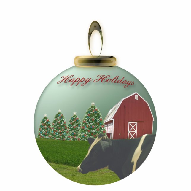 Angus Cow Christmas Farm Ornament Photo Sculpture Decoration (Front)