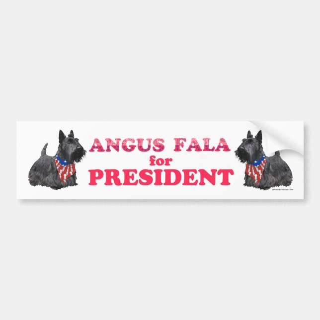 Angus Fala for PRESIDENT Bumper Sticker (Front)