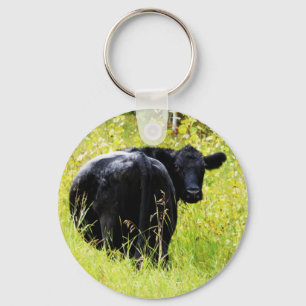 Angus Steer in Tall Yellow Grass Key Ring